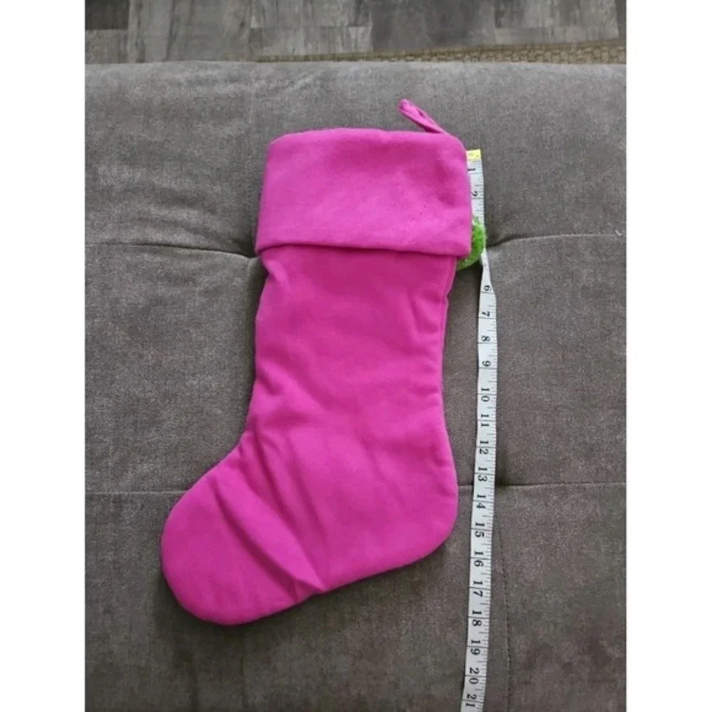 Pink & White Christmas Pom Pom‎ Stocking
